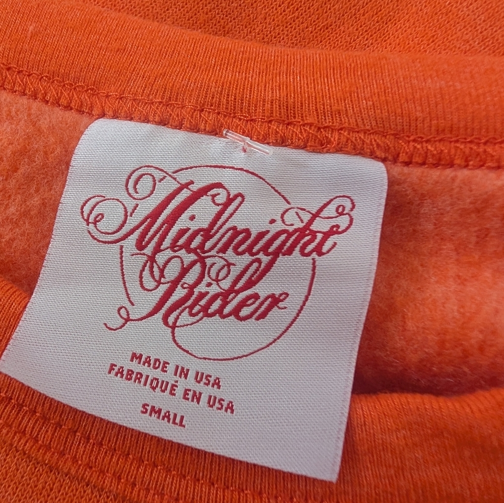Midnight Rider Anthropologie Zodiac Sweatshirt Aquarius Orange Crewneck - Picture 3 of 5